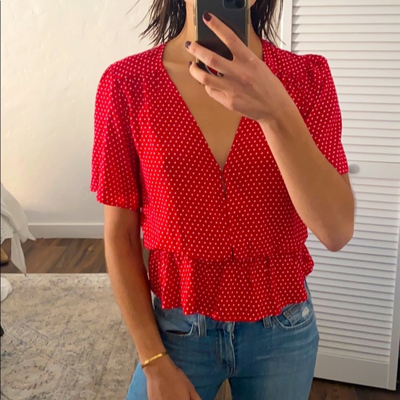 Fun red/white polka dot shirt - Picture 1 of 4
